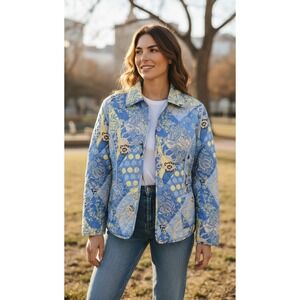 Reversible Patchwork Quilted Jacket Coastal Grandma Art to Wear Cottagecore M